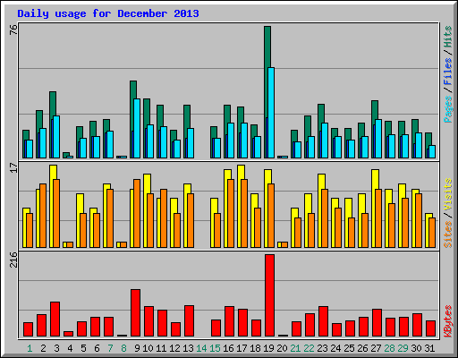 Daily usage for December 2013