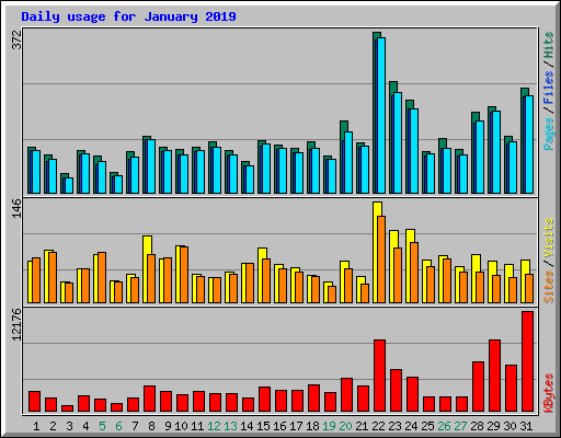Daily usage for January 2019